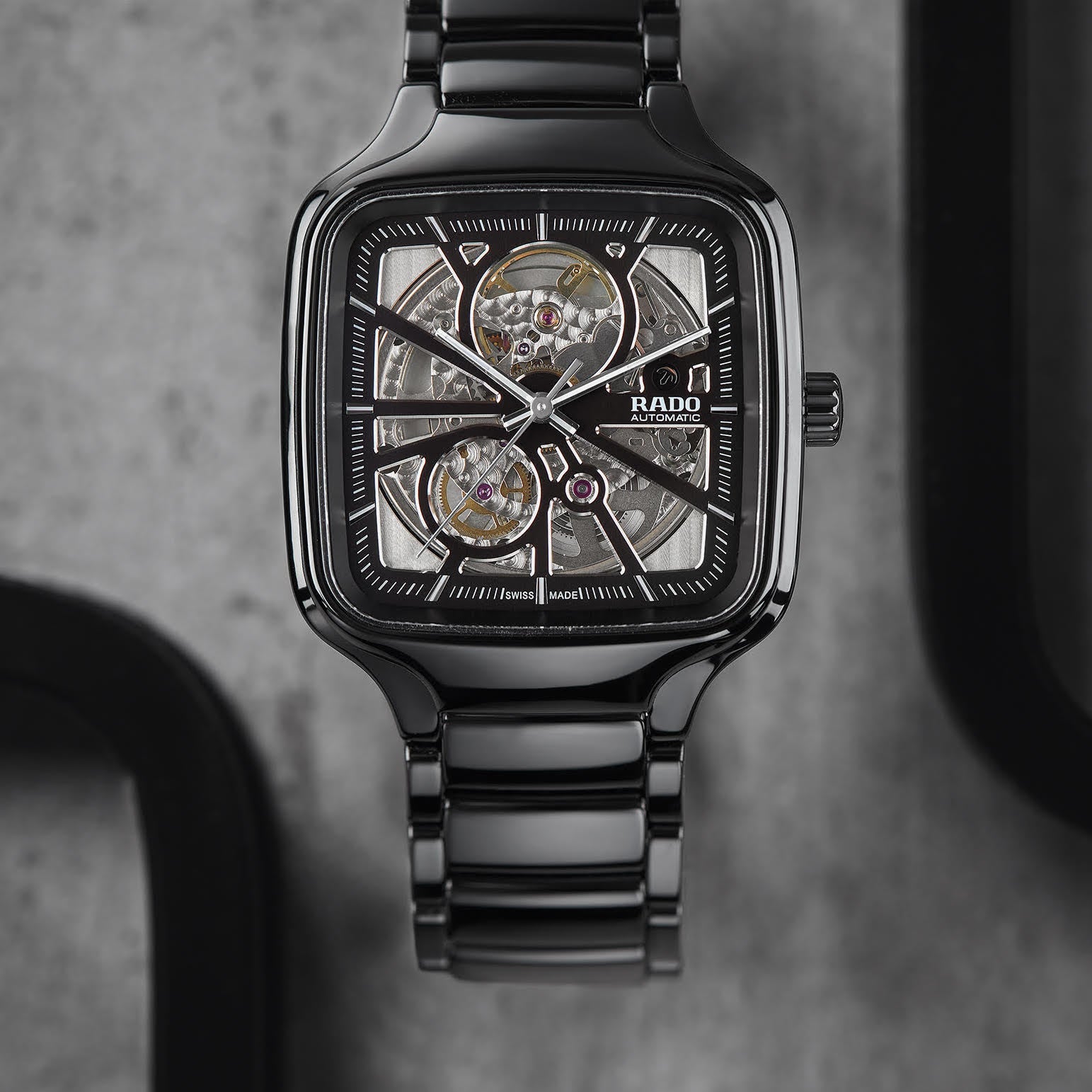 Rad_o True Square Automatic Ceramic Black-Silver
