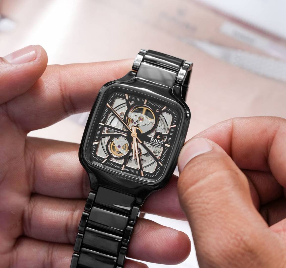 Rad_o True Square Automatic Ceramic Black-Copper